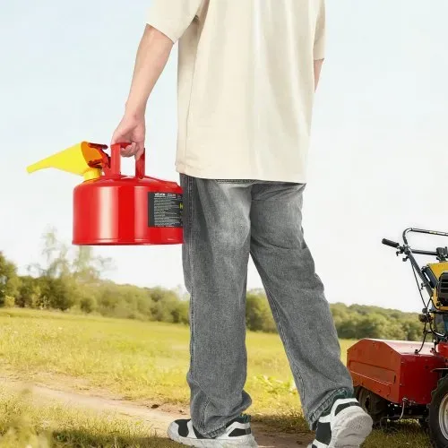 VEVOR Sicherheitskanister, 9,5 L Typ I, roter Sicherheitsbehälter für Benzin mit Flammensperre aus Edelstahl, selbstschließendem Deckel & PE-Trichter, Lagerbehälter für brennbare Stoffe, Rot – Bild 7
