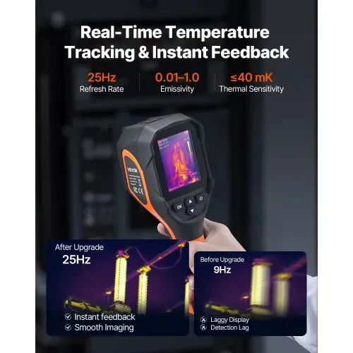 VEVOR Wärmebildkamera, 320x240 TISR Superauflösung, Thermokamera mit 2MP visueller Kamera, 160x120 IR-Auflösung, 25 Hz Bildwiederholfrequenz, -20 °C bis 550 °C, 4 Bildmodi & 6 Farbpaletten – Bild 2