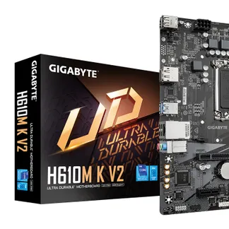 GIGABYTE H610M K V2 Mainboard – Intel Core 14. Generation CPUs, bis zu 5600 MHz DDR5, 1xPCIe 3.0 M.2, 1GbE LAN, USB 3.2 Gen 1 GIGABYTE H610M K V2 Mainboard – Intel Core 14. Generation CPUs, bis zu 5600 MHz DDR5, 1xPCIe 3.0 M.2, 1GbE LAN, USB 3.2 Gen 1