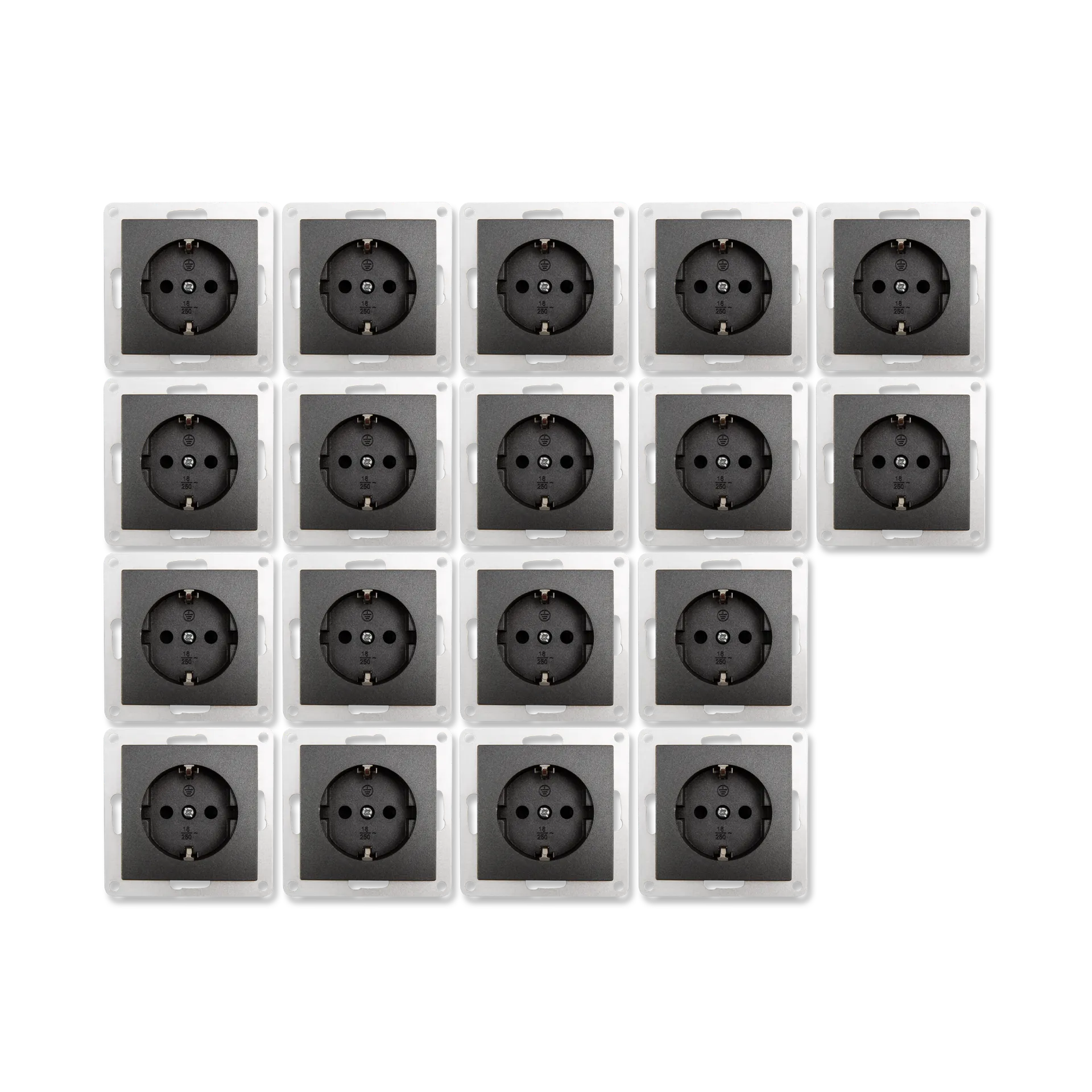 Schutzkontakt-Steckdose McPower “Flair“ 250V~/16A, Einsteckschutz, 18er-Pack Schutzkontakt-Steckdose McPower “Flair“ 250V~/16A, Einsteckschutz, 18er-Pack