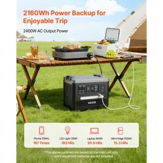 VEVOR Tragbare Powerstation, 2400W 2160Wh Solargenerator mit 10 Ausgängen und einstellbarer Eingangsleistung, erweiterbarer LiFePO4-Akku für Zuhause, Camping und Wohnmobil (Solarpanel NICHT enthalten) VEVOR Tragbare Powerstation, 2400W 2160Wh Solargenerator mit 10 Ausgängen und einstellbarer Eingangsleistung, erweiterbarer LiFePO4-Akku für Zuhause, Camping und Wohnmobil (Solarpanel NICHT enthalten)