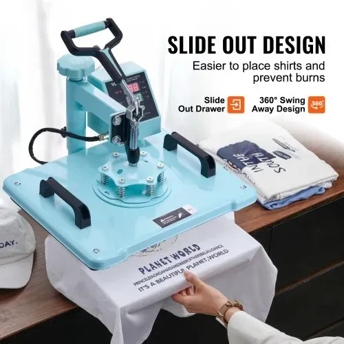 VEVOR Hitzepresse Transferpresse 30x38cm 8 in 1 Tumbler Presse T-Shirts Blau – Bild 3