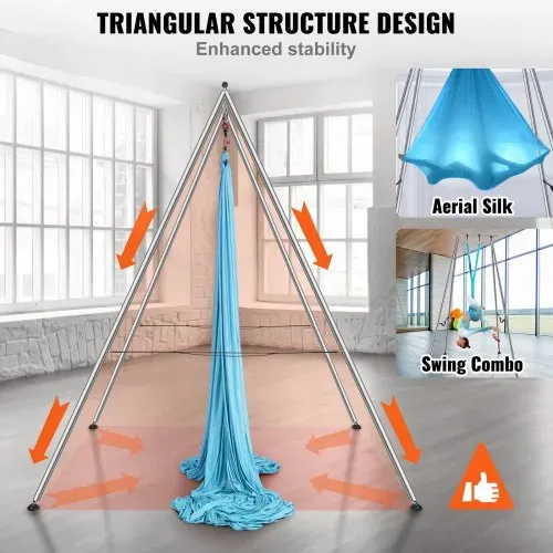 VEVOR Aerial Yoga Hängematte mit Yogarahmen 12 x 2,6 m, Blau Yoga Swing Air Fliegen, Yoga-Schaukel Hammock Swing 250 kg Max. Tragfähigkeit, inkl. Yoga-Socken & Fußpolster, Anti-Gravity-Übungen – Bild 4