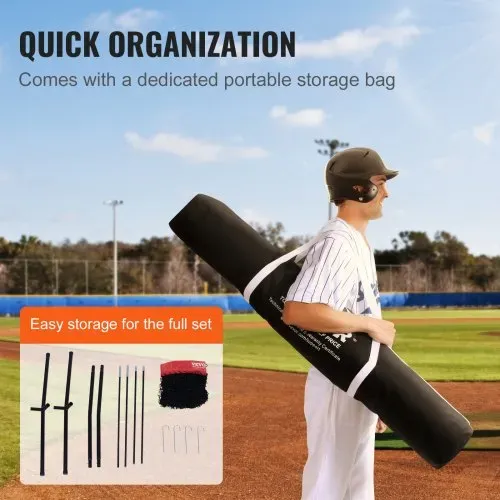 VEVOR 213,4 x 106 x 210 cm Baseball-Softball-Übungsnetz, Baseball Pitching Net, Schlagen, Fangen, Pitchen, Backstop-Trainingshilfen für Baseballausrüstung mit Bogenrahmen, Tragetasche & Schlagzone – Bild 5