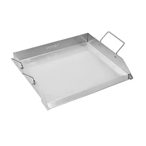 VEVOR Grillplatte Grillpfanne aus Edelstahl universelle rechteckige Platte (448 x 370 mm) mit flacher Oberseite, Gasgrill-Grillplatte für BBQ-Grill Teppanyaki, Familienkochgeschirr mit Griff – Bild 8