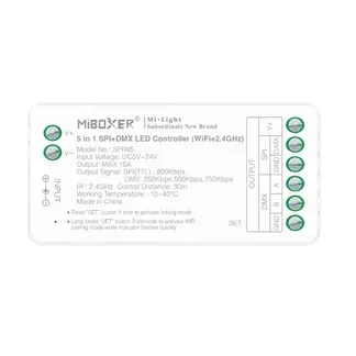 MiBoxer SPIW5 LED Pixel LED Controller SPI-Serie 5 in 1 SPI+DMX (2.4GHz+Wifi) MiBoxer SPIW5 LED Pixel LED Controller SPI-Serie 5 in 1 SPI+DMX (2.4GHz+Wifi)