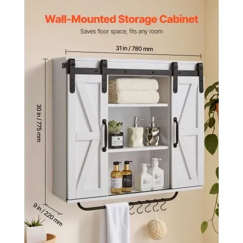 VEVOR Badezimmer Wandschrank Medizinschrank mit 2 Schiebetüren & verstellbaren Regalen, Aufbewahrungsschrank Hängeschrank mit offener Trennwand / Handtuchhalter / Haken für Küche, Toilette VEVOR Badezimmer Wandschrank Medizinschrank mit 2 Schiebetüren & verstellbaren Regalen, Aufbewahrungsschrank Hängeschrank mit offener Trennwand / Handtuchhalter / Haken für Küche, Toilette
