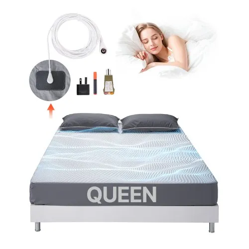 VEVOR Erdungsbettlaken, Queen-Size, 95 % Baumwolle & 5 % reine Silberfaser, Erdungsmatte, mit Erdungskabel & Tester, für verbesserten Schlaf & Wohlbefinden (Grau, Queen – 1525x2030x5 mm) VEVOR Erdungsbettlaken, Queen-Size, 95 % Baumwolle & 5 % reine Silberfaser, Erdungsmatte, mit Erdungskabel & Tester, für verbesserten Schlaf & Wohlbefinden (Grau, Queen – 1525x2030x5 mm)