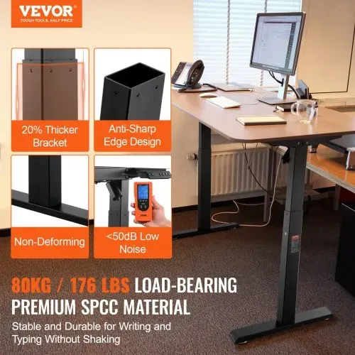 VEVOR Schreibtisch Gestell, verstellbare Höhe 70-117 cm und Länge 90-135 cm, elektrisches Tischgestell, ergonomische DIY-Arbeitsplatzbasis für Zuhause und das Büro (nur schwarzer Rahmen) VEVOR Schreibtisch Gestell, verstellbare Höhe 70-117 cm und Länge 90-135 cm, elektrisches Tischgestell, ergonomische DIY-Arbeitsplatzbasis für Zuhause und das Büro (nur schwarzer Rahmen)
