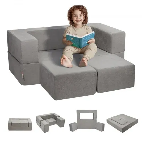 VEVOR Spielsofa Kindersofa aus Chenille-Stoff Bausteine 4-teilig, Kinderspielsofa mit abnehmbarem Bezug 90 kg belastbar, umwandelbares Kindersofa Spielzimmermöbel zum Schlafen Lesen Dunkelgrau VEVOR Spielsofa Kindersofa aus Chenille-Stoff Bausteine 4-teilig, Kinderspielsofa mit abnehmbarem Bezug 90 kg belastbar, umwandelbares Kindersofa Spielzimmermöbel zum Schlafen Lesen Dunkelgrau