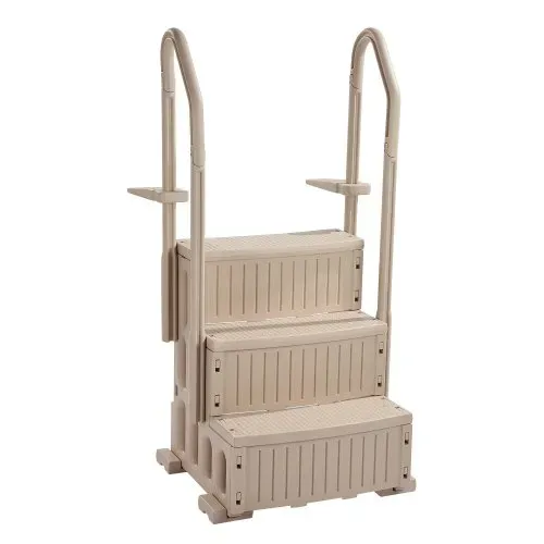 VEVOR Sicherheitsleiter, 3-stufige Treppe mit Doppelhandlauf und rutschfesten Hochleistungsstufen, max. Tragkraft 180 kg, für 91,4–121,9 cm große Einbau- & Aufstellpools mit jeder Terrassenoberfläche – Bild 8