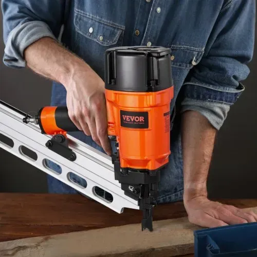 VEVOR Druckluft Nagler, 50 bis 90 mm, 21 Grad Rundkopf, pneumatische Nagelpistole mit zwei Auslösemodi & Tiefeneinstellung, 80-120 PSI Pro Druckluftnagler für Rahmen, Bodenbeläge & Terrassendielen – Bild 7