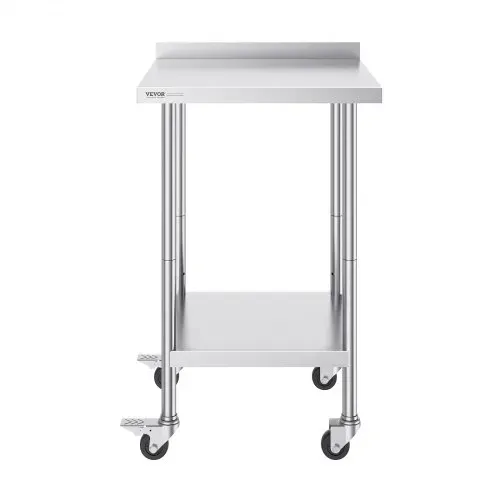 VEVOR Edelstahl-Arbeitstisch, kommerzieller Lebensmittelzubereitungs-Arbeitstisch mit Rollen, Vorbereitungs-Arbeitstisch, Arbeitstisch mit einstellbarer Höhe für Restaurant 610 x 610 x 1005,6 mm – Bild 10