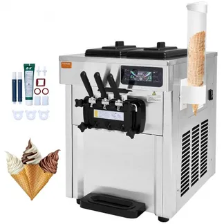 VEVOR Kommerzielle Eismaschine 18–28 L/h, 3 Geschmacksrichtungen, Italienische Eismaschine, 2 x 5,5 L Trichter, LCD-Panel, Automatische Vorkühlung, Reinigung, für Joghurt, Kaffee, Snackbar, Restaurant VEVOR Kommerzielle Eismaschine 18–28 L/h, 3 Geschmacksrichtungen, Italienische Eismaschine, 2 x 5,5 L Trichter, LCD-Panel, Automatische Vorkühlung, Reinigung, für Joghurt, Kaffee, Snackbar, Restaurant