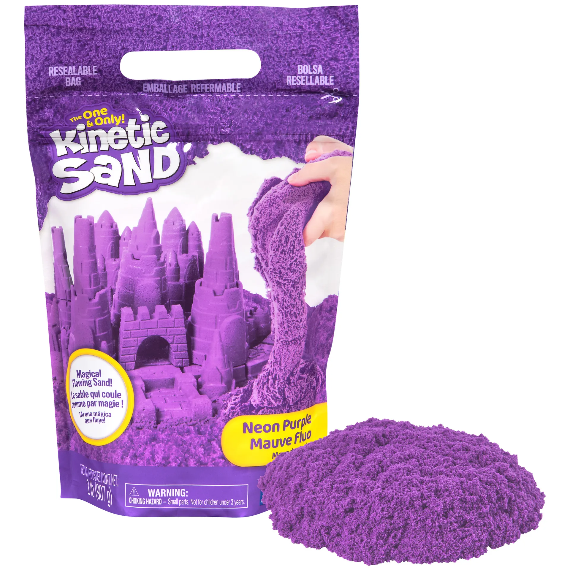 Kinetic Sand - Lilafarbener Sand im Beutel, 907 g, original magischer Sand aus Schweden für Indoor-Sandspiel, für Kinder ab 3 Jahren, fördert Feinmotorik, wiederverschließbar – Bild 5