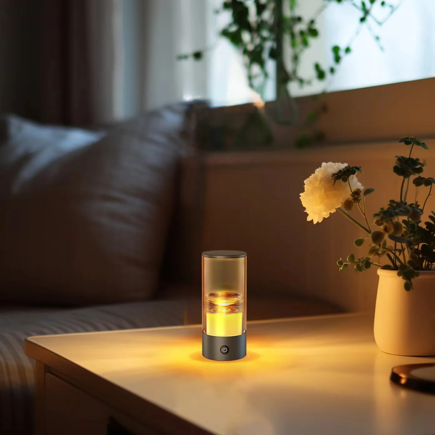 Synergy 21 LED Teelicht Akku, outdoor IPX5, Touch Switch dimmbar, stahlgrau – Bild 2