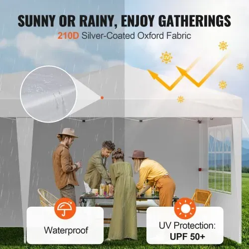 VEVOR Pavillon Faltpavillon, 5,9 x 2,96 x 2,65 m, Festzelt, Gartenzelt mit Seitenwänden & belüfteten Fenstern, 3 Höheneinstellungen, Sonnenschutz für Veranstaltungen im Außenbereich, weiß – Bild 2