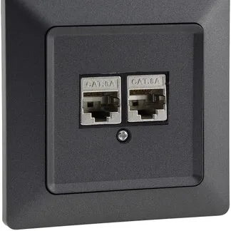 MILOS Netzwerk-Dose 2x CAT6 inkl. Rahmen, UP, Anthrazit MILOS Netzwerk-Dose 2x CAT6 inkl. Rahmen, UP, Anthrazit