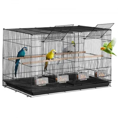 VEVOR Vogelkäfig, Metallkäfig für kleine Papageien, Kanarienvögel, Nymphensittiche, Unzertrennliche, Finken, Wellensittiche, Conures, Vogelhaus für unterwegs mit Griff & Sitzstangen, 760x465x465mm – Bild 8