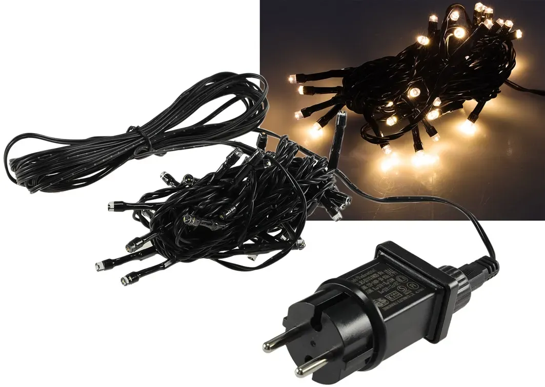 LED Aussen-Lichterkette „CT-ALK040“ 4m warmweiß, Kabel schwarz, IP44, 40 LEDs LED Aussen-Lichterkette „CT-ALK040“ 4m warmweiß, Kabel schwarz, IP44, 40 LEDs