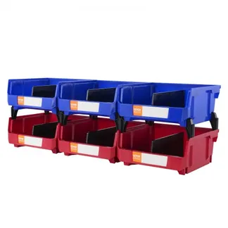 VEVOR 6er-Set Sichtlagerboxen Stapelboxen Stapelkisten Lagerkästen Blau/Rot VEVOR 6er-Set Sichtlagerboxen Stapelboxen Stapelkisten Lagerkästen Blau/Rot