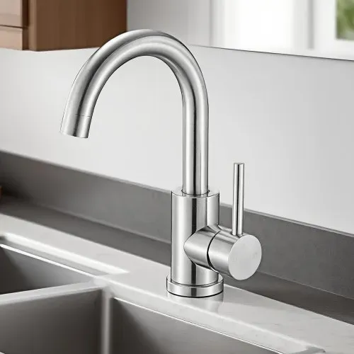 VEVOR Einhebelwaschtischarmatur Wasserhahn mit gebürstetem Nickel & hohem Bogenauslauf, Waschbeckenarmatur Küchenwasserarmaturen wassersparend, Einhebelmischer für Badezimmer Wohnmobil Bar-Spüle – Bild 7