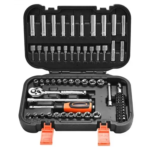 VEVOR Steckschlüsselsatz Ratschensatz 70-tlg. 6,4-mm-Antrieb, SAE und metrisch, tief und flach, Mechaniker-Werkzeugsatz mit Bits Zubehör Aufbewahrungskoffer, CR-V-Legierungsstahl, für Autoreparatur – Bild 10