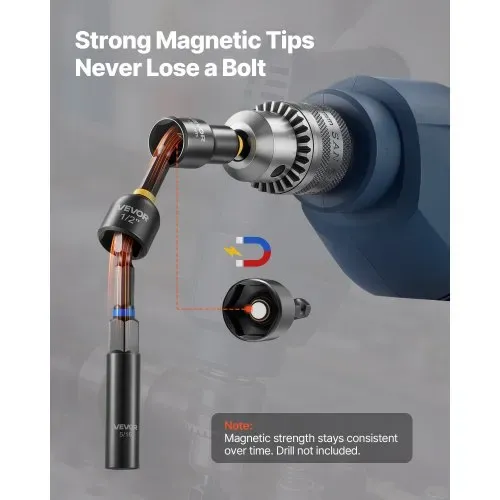 VEVOR Steckschlüsselsatz, 34-tlg., SAE- & Metrische Größen, Magnetische Steckschlüssel, mit AD-Einsteller, Bit-Verlängerung & Werkzeugkoffer, für Autoreparaturen, Heimwerkerarbeiten & DIY-Projekte – Bild 2