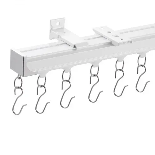 VEVOR Schiebe-Deckenvorhangschienensystem Set 2,7 m Raumteiler-Gardinenschiene Halterung zur Decken-/Wandmontage für Wohnzimmer Schlafzimmer mit Haken & Hardware & 3 Schienen, weiß 2710 x 68 x 46 mm – Bild 10