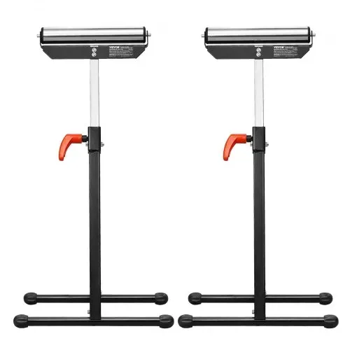VEVOR 2er-Set Rollenbock, 61 kg Tragkraft, höhenverstellbar 68-108 cm,kappbarer Rollenständer mit 292,1 mm poliertem Stahlrollenkopf, Arbeitsbock für Tischkreissägen-Auslauf, Verlängerungsstütze – Bild 9
