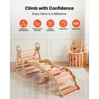 VEVOR Kletterdreieck, 9-in-1 Kletterspielzeug, mit Holzautos, Kissen, Kletterdreieck, Rutsche & Kletterbogen, bis 68 kg, Montessori Indoor Spielset für Kinder im Alter von 1 bis 3 Jahren, Orange VEVOR Kletterdreieck, 9-in-1 Kletterspielzeug, mit Holzautos, Kissen, Kletterdreieck, Rutsche & Kletterbogen, bis 68 kg, Montessori Indoor Spielset für Kinder im Alter von 1 bis 3 Jahren, Orange