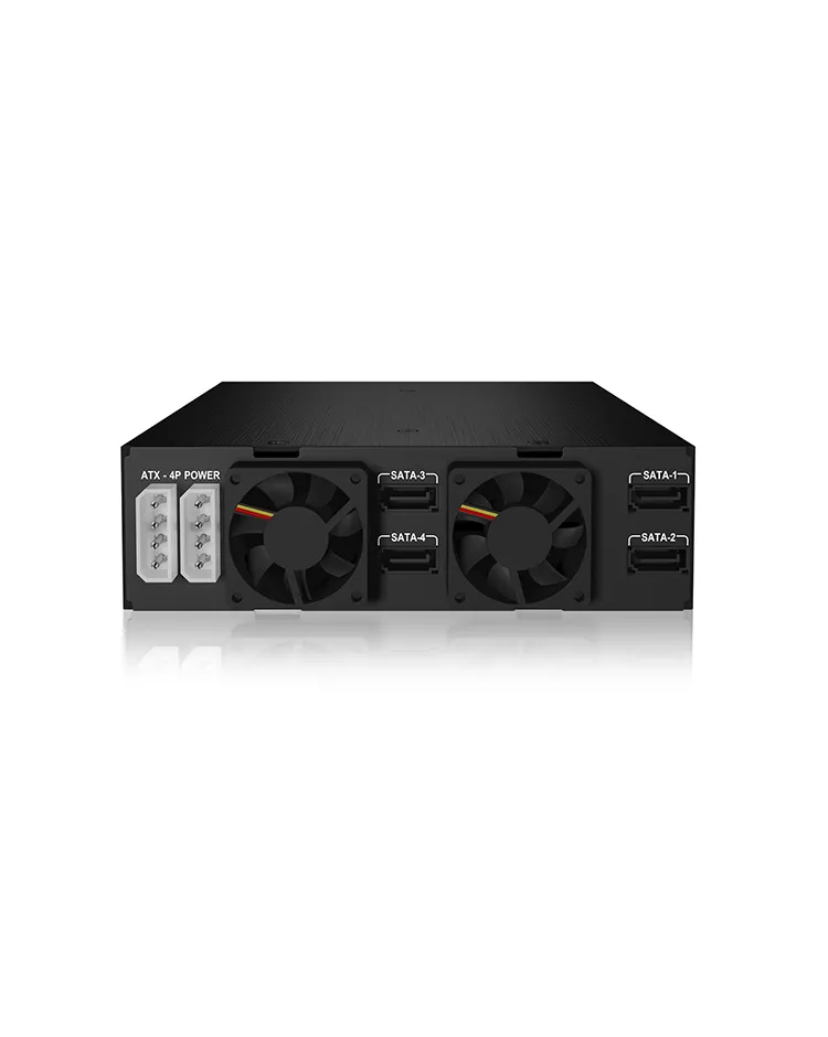ICY BOX IB-2242SSK, Back Plane, 4x 2,5" (6-15 mm high) SAS & SATA in 1x 5,25" bay, dual Channel, Schloss, 2x 4cm fan, schwarz – Bild 4