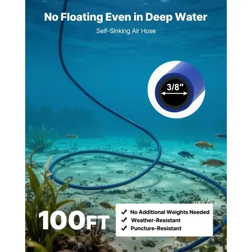 VEVOR Teichbelüfter, Teichbelüftungssystem-Set, inkl. 550-W-Luftpumpe, 30,5 m Luftschlauch, 2x 360°-Nano-Diffusorplatte, Luftkompressor für Sauerstoffzirkulation für Teich, Wassergarten – Bild 3