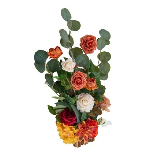 VEVOR Künstliche Blumenarrangements, 4 Stück, 450x250x250 mm Kunstblumendekorationen, orangefarbene Blumenmittelstücke für Hochzeiten, Zeremonien, Partys, Tisch-und Wohndekoration – Bild 8