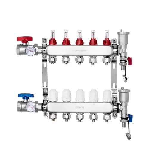 VEVOR 5-Zweig-Wärmeverteilungsverteiler, 1/2-Zoll-PEX-Rohrverteiler, Edelstahl-PEX-Verteiler für hydronische Fußbodenheizung, Wärmeverteilungs-PEX-Verteilersatz mit 1/2-Zoll-Adaptern im Lieferumfang enthalten VEVOR 5-Zweig-Wärmeverteilungsverteiler, 1/2-Zoll-PEX-Rohrverteiler, Edelstahl-PEX-Verteiler für hydronische Fußbodenheizung, Wärmeverteilungs-PEX-Verteilersatz mit 1/2-Zoll-Adaptern im Lieferumfang enthalten