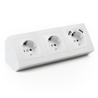 Steckdosenblock McPower “Flair“ Aufbau, weiß, 3-fach Schutzkontakt + USB Steckdosenblock McPower “Flair“ Aufbau, weiß, 3-fach Schutzkontakt + USB