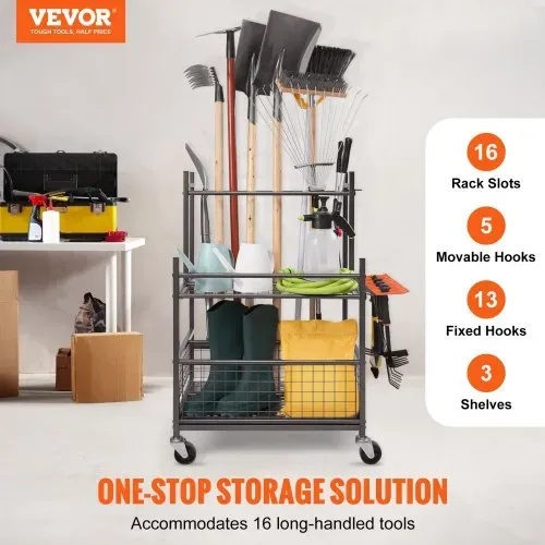 VEVOR Gartengeräte Ständer 652 x 403 x 990 mm Gerätehalter Organizer Kohlenstoffstahl Mehrzweck Gartengeräteaufbewahrungsregal 16 Schlitzen 18 Haken Gartenwerkzeug Halter Besenhalter VEVOR Gartengeräte Ständer 652 x 403 x 990 mm Gerätehalter Organizer Kohlenstoffstahl Mehrzweck Gartengeräteaufbewahrungsregal 16 Schlitzen 18 Haken Gartenwerkzeug Halter Besenhalter