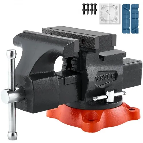 VEVOR Schraubstock, 140 mm Backenbreite, 140 mm max. Backenöffnung, 360° schwenkbare Feststellbasis, 73 mm Ausladung, Werkbank-Schraubstock aus Sphäroguss, Zwei-Wege-Backen zum Einspannen runder Rohre VEVOR Schraubstock, 140 mm Backenbreite, 140 mm max. Backenöffnung, 360° schwenkbare Feststellbasis, 73 mm Ausladung, Werkbank-Schraubstock aus Sphäroguss, Zwei-Wege-Backen zum Einspannen runder Rohre