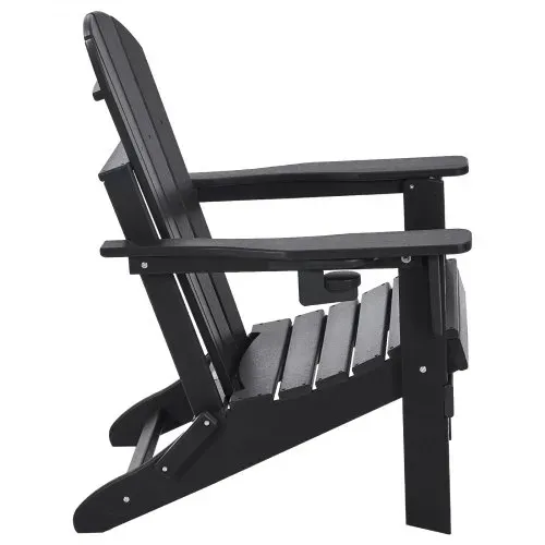 VEVOR Adirondack-Stuhl aus Kunststoff, 2er-Set, wetterfest, tragbar, klappbar, Feuerstellenstuhl, Adirondack-Terrassenstuhl für den Außenbereich mit Getränkehalter, mit entspannender Armlehne, ergonomisch, für Garten, Hinterhof – Schwarz – Bild 10