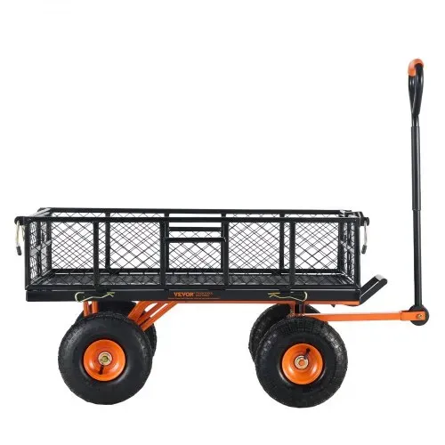 VEVOR Gartenkarre, Gartenwagen aus Metall mit einfach zu montierendem Rahmen, kippbarer Bollerwagen mit umwandelbarem 2-in-1-Griff, Allzweckschubkarre mit 400 kg Tragfähigkeit, 25,4 cm Reifen – Bild 9