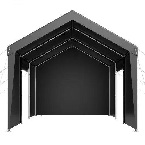 VEVOR Carport, 3,65 x 6,09 m Zeltgarage, Garagenzelt mit abnehmbaren Seitenwänden & Tür, robuster Autounterstand, Autoüberdachung UV-beständig, Ganzjahresschutz für Auto & Boot, Grau – Bild 9