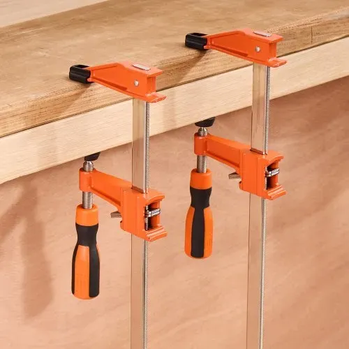 VEVOR Stangenklemmen für Holzbearbeitung 2 Stk. 60,96 cm Öffnung, feststellbare F-Klemme mit 272 kg Belastungsgrenze, 63,5 mm Tiefe, Gusseisen & Kohlenstoffstahl, einfach zu bedienen, Metallbearbeitung – Bild 7