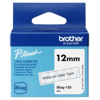 Brother BTAG-135 Etiketten erstellendes Band Weiss auf Transparent Brother BTAG-135 Etiketten erstellendes Band Weiss auf Transparent