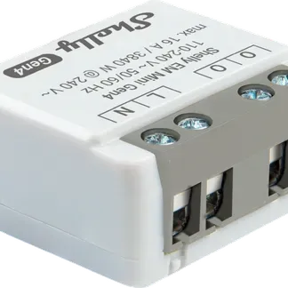 Shelly · Unterputz · „EM Mini Gen4“ · Relais · max 8A · 1 Kanal · WLAN · Matter · Zigbee · Bluetooth Shelly · Unterputz · „EM Mini Gen4“ · Relais · max 8A · 1 Kanal · WLAN · Matter · Zigbee · Bluetooth