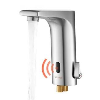 VEVOR berührungsloser Waschtischhahn (L-förmig) Badezimmer, automatische Waschtischarmatur, freihändig einstellbarer Einhebelmischer, batteriebetriebener Wasserhahn gebürstetes Nickelsilber VEVOR berührungsloser Waschtischhahn (L-förmig) Badezimmer, automatische Waschtischarmatur, freihändig einstellbarer Einhebelmischer, batteriebetriebener Wasserhahn gebürstetes Nickelsilber