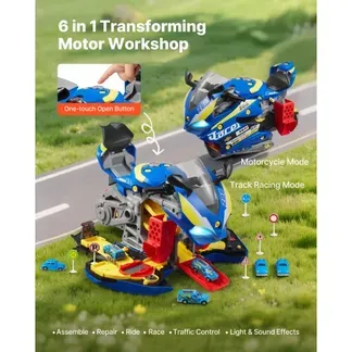 VEVOR Motorradmotor-Spielzeug, 25-teilig, Motorradmechaniker-Spielzeug mit abnehmbaren Teilen, Lichtern & Geräuschen, simuliertes Fahren & Rennstreckenrennen, für Kinder ab 3 Jahren, Blau VEVOR Motorradmotor-Spielzeug, 25-teilig, Motorradmechaniker-Spielzeug mit abnehmbaren Teilen, Lichtern & Geräuschen, simuliertes Fahren & Rennstreckenrennen, für Kinder ab 3 Jahren, Blau