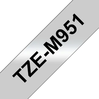 Brother TZE-M951 Etiketten erstellendes Band schwarz auf silber Brother TZE-M951 Etiketten erstellendes Band schwarz auf silber