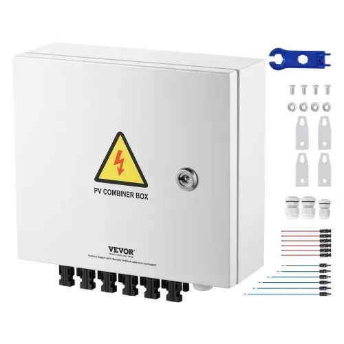 VEVOR PV-Combiner-Box, 6-String, Solar-Combiner-Box mit 15 A Nennstromsicherung, 125 A Leistungsschalter, Blitzableiter und Solaranschluss, Stahlgehäuse für On-/Off-Grid-Solarpanelsystem, IP65 – Bild 8