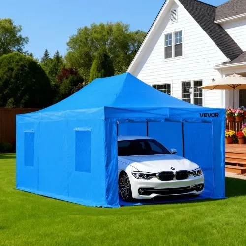 VEVOR tragbares Lackierkabinenzelt (587x398x178 cm) Sprühfarbenzelt für Sprühmalerei, wasserfeste & faltbare Farbkabine mit 4 Netz-Seitenfenstern für Autoteile Möbel Motorräder Sprühschutz blau – Bild 7