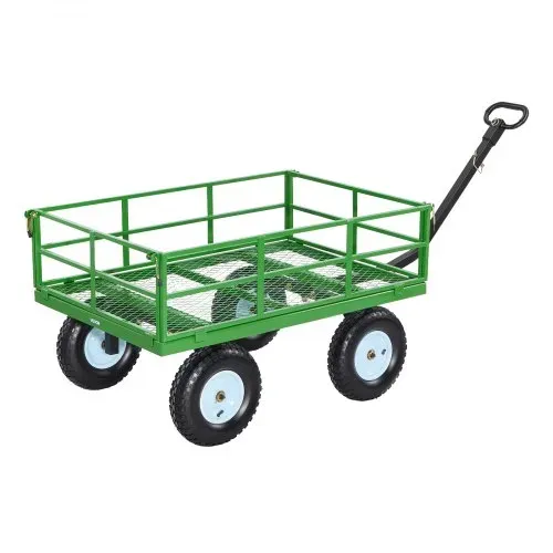 VEVOR Bollerwagen 110x75x67 cm, Transportwagen, Gartenwagen, Gerätewagen, 2-in-1-Handwagen, mit All-Terrain-Reifen, abnehmbaren Seitenteilen aus Netzmaterial & um 180° drehbarem Griff Grün/Schwarz – Bild 10